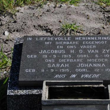 ZYL Jacobus H.O., van 1913-1979 &amp; Sarah Johanna 1915-1982
