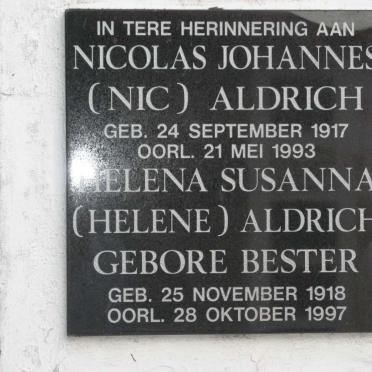 ALDRICH Nicolas Johannes 1917-1993 &amp; Helene Susanna BESTER 1918-1997