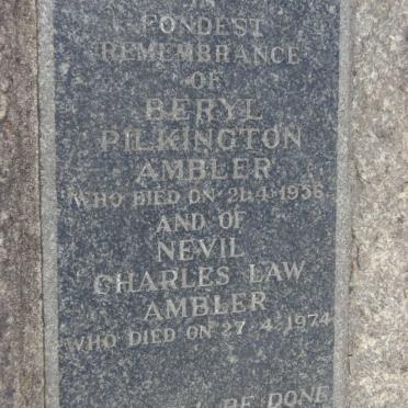 AMBLER Nevil Charles Law -1974 &amp; Beryl Pilkington -1956