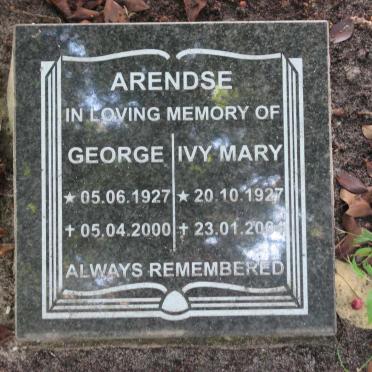 ARENDSE George 1927-2000 &amp; Ivy Mary 1927-2004