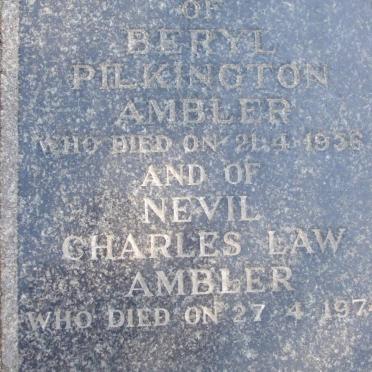 AMBLER Neville Charles Law -1974 &amp; Beryl Pilkington -1956