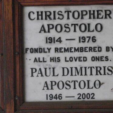 APOSTOLO Christopher 1914-1976 :: APOSTOLO Paul Dimitris 1946-2002