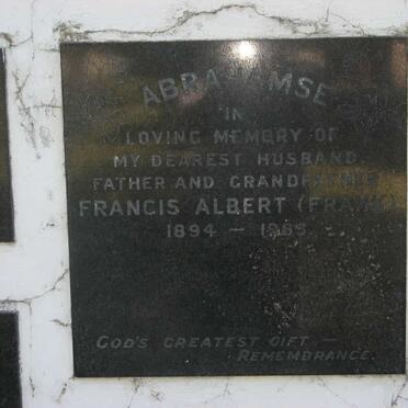 ABRAHAMSE Francis Albert 1894-1965