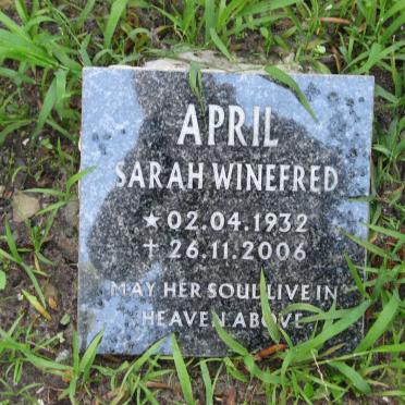 APRIL Sarah Winefred 1932-2006