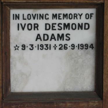 ADAMS Ivor Desmond 1931-1994