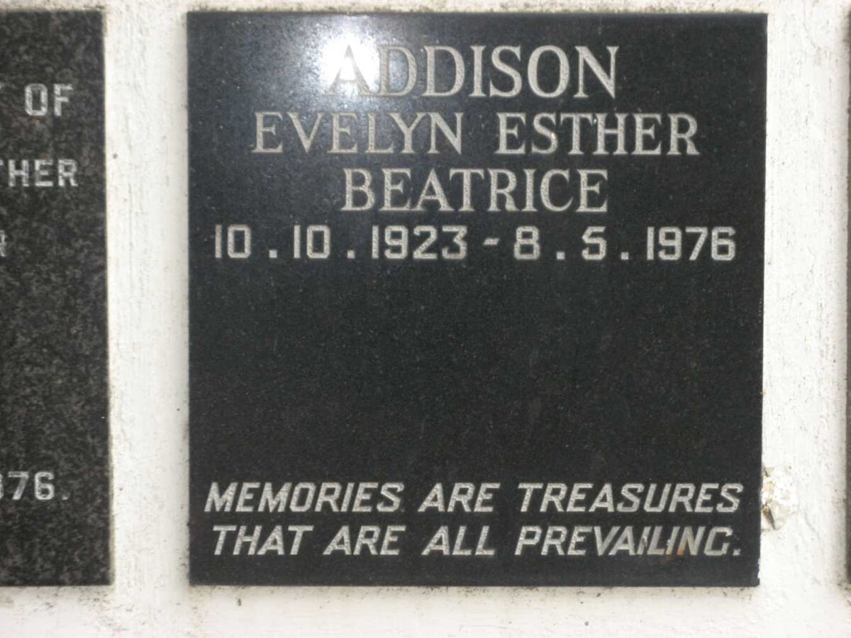 ADDISON Evelyn Esther Beatrice 1923-1976