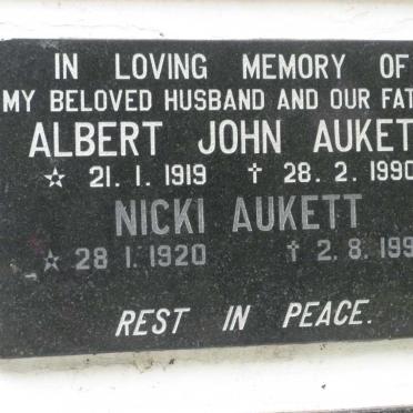 AUKETT Albert John 1919-1990 &amp; Nicki 1920-1996
