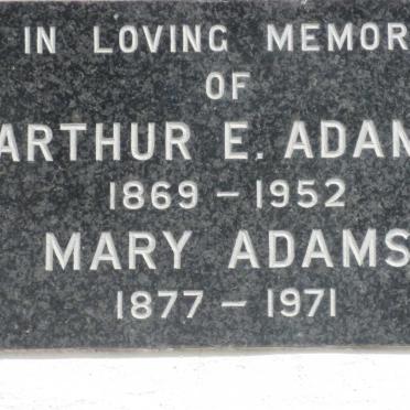 ADAMS Arthur E. 1869-1952 &amp; Mary 1877-1971