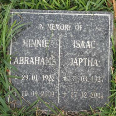ABRAHAMS Minnie 1922-2009 :: JAPTHA Isaac 1937-2004