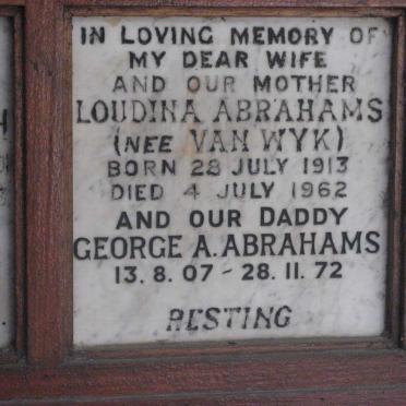 ABRAHAMS George A. 1907-1972 &amp; Loudina VAN WYK 1913-1962