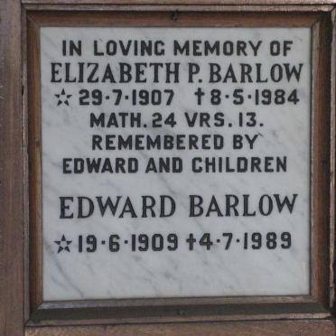 BARLOW Edward 1909-1989 &amp; Elizabeth P. 1907-1984
