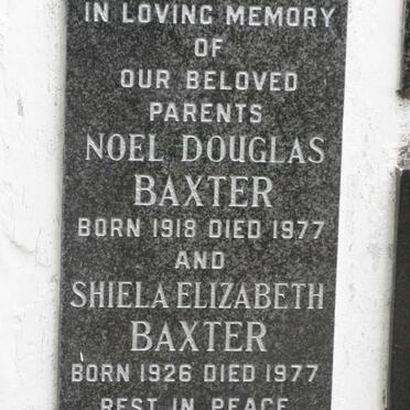 BAXTER Noel Douglas 1918-1977 &amp; Shiela Elizabeth 1926-1977