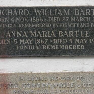 BARTLE Richard William 1866-1949 &amp; Anna Maria 1867-1962