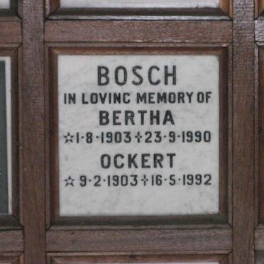 BOSCH Ockert 1903-1992 &amp; Bertha 1903-1990