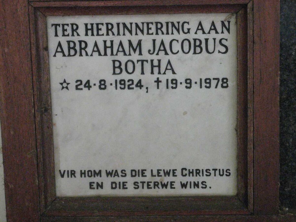 BOTHA Abraham Jacobus 1924-1978