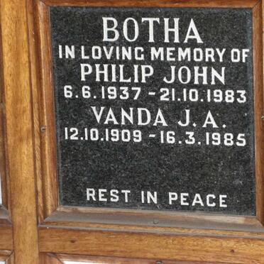 BOTHA Vanda J.A. 1909-1985 :: BOTHA Philip John 1937-1983