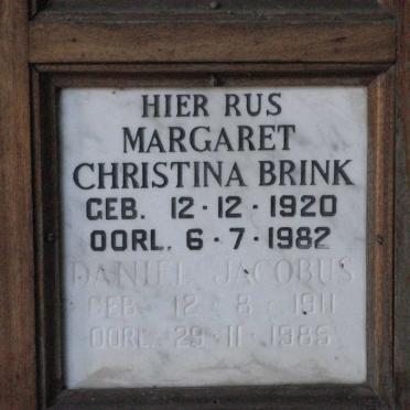 BRINK Daniel Jacobus 1911-1985 &amp; Margaret Christina 1920-1982
