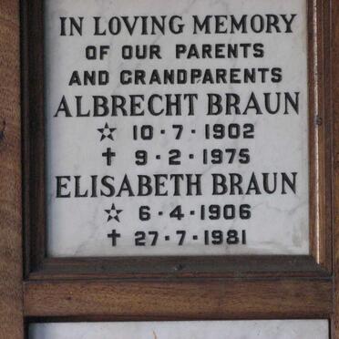 BRAUN Albrecht 1902-1975 &amp; Elisabeth 1906-1981