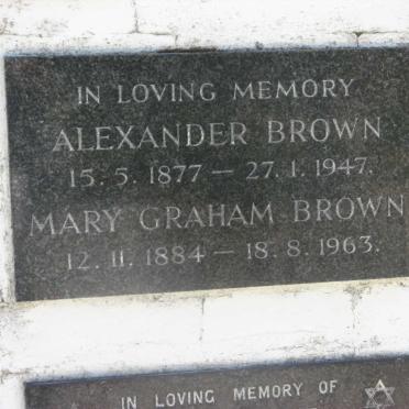 BROWN Alexander 1877-1947 &amp; Mary Graham 1884-1963