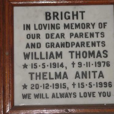 BRIGHT William Thomas 1914-1976 &amp; Thelma Anita 1915-1996