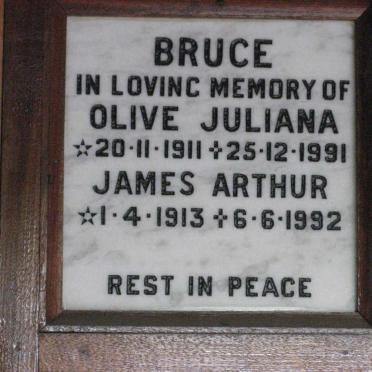 BRUCE James Arthur 1913-1992 &amp; Olive Juliana 1911-1991