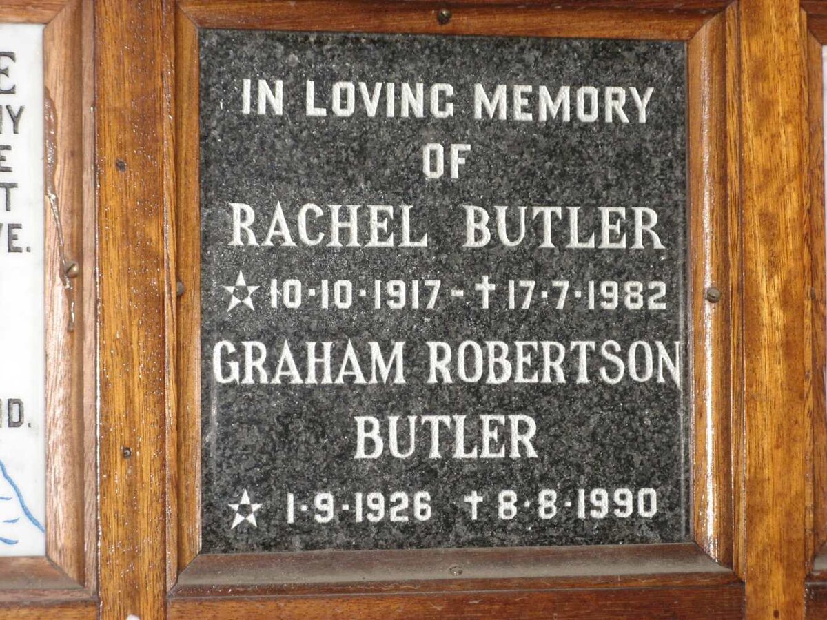 BUTLER Graham Robertson 1926-1990 &amp; Rachel 1917-1982