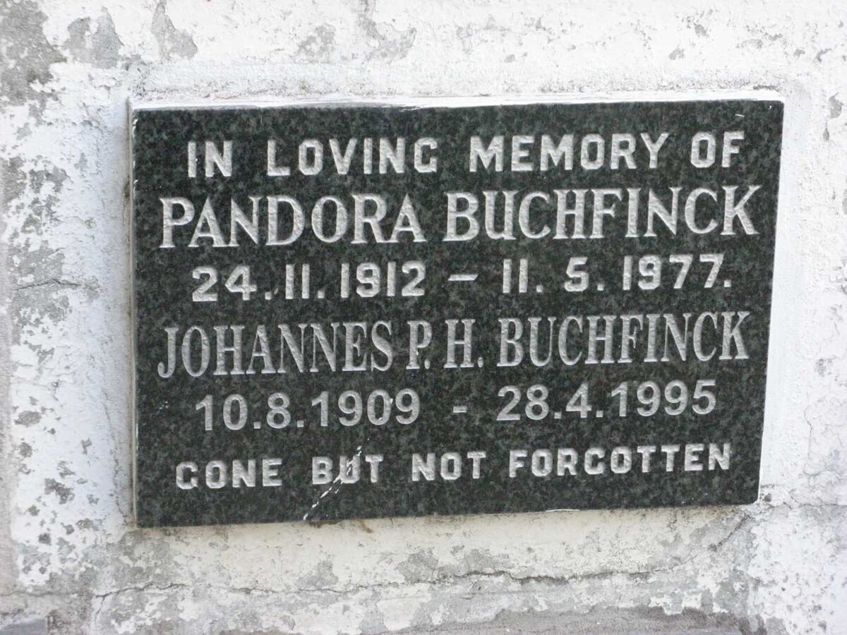 BUCHFINCK Johannes P.H. 1909-1995 &amp; Pandora 1912-1977