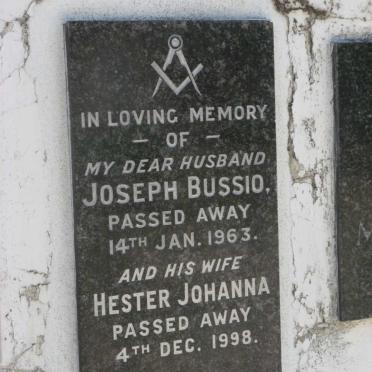 BUSSIO Joseph -1963 &amp; Hester Johanna -1998