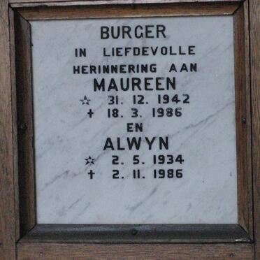 BURGER Alwyn 1934-1986 &amp; Maureen 1942-1986