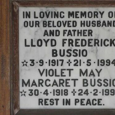 BUSSIO Lloyd Frederick 1917-1994 &amp; Violet May Margaret 1918-1999