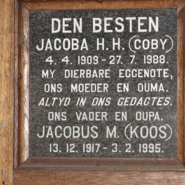 BESTEN Jacobus M., den 1917-1995 &amp; Jacoba H.H. 1909-1988