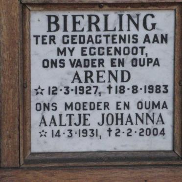 BIERLING Arend 1927-1983 &amp; Aaltje Johanna 1931-2004