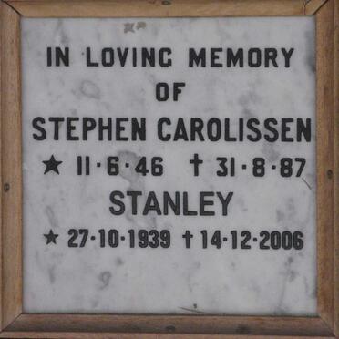 CAROLISSEN Stanley 1939-2006 :: CAROLISSEN Stephen 1946-1987