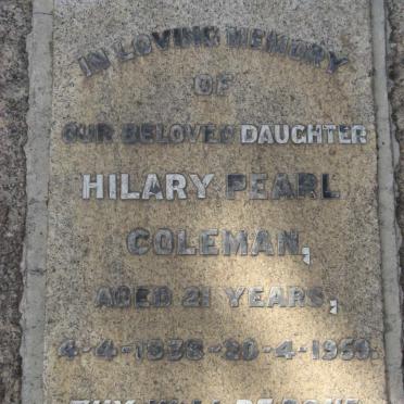 COLEMAN Hilary Pearl 1938-1959