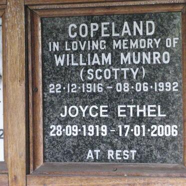 COPELAND William Munro 1916-1992 &amp; Joyce Ethel 1919-2006