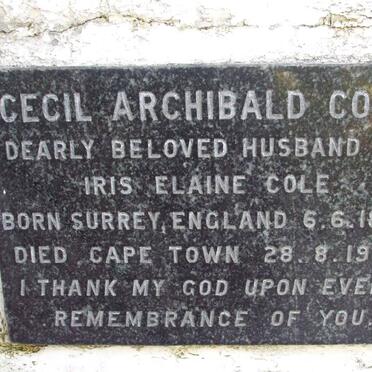 COLE Cecil Archibald 1898-1963