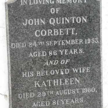 CORBETT John Quinton -1953 &amp; Kathleen -1960