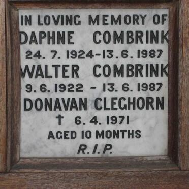 COMBRINK Walter 1922-1987 &amp; Daphne 1924-1987 :: CLEGHORN Donavan -1971