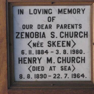 CHURCH Henry M. 1890-1964 &amp; Zenobia S. SKEEN 1884-1980
