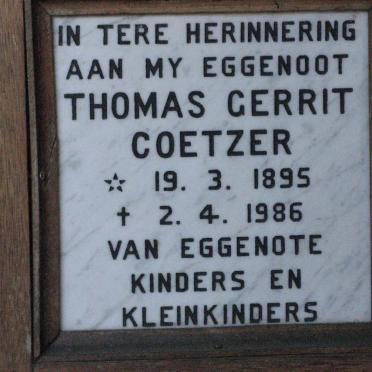 COETZER Thomas Gerrit 1895-1986