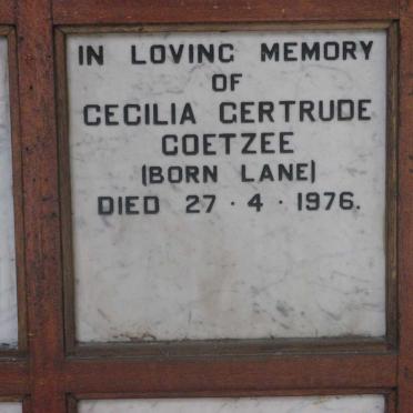 COETZEE Cecilia Gertrude nee LANE -1976