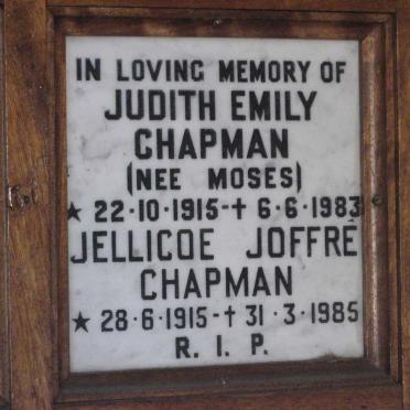 CHAPMAN Jellicoe Joffre 1915-1985 &amp; Judith Emily MOSES 1915-1983