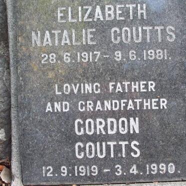 COUTTS Gordon 1919-1990 &amp; Elizabeth Natalie 1917-1981