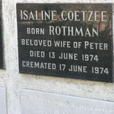 COETZEE Isaline nee ROTHMAN -1974