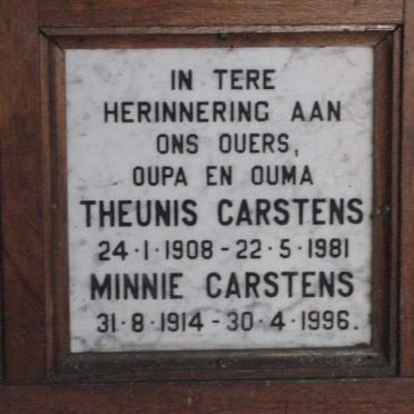 CARSTENS Theunis 1908-1981 &amp; Minnie 1914-1996