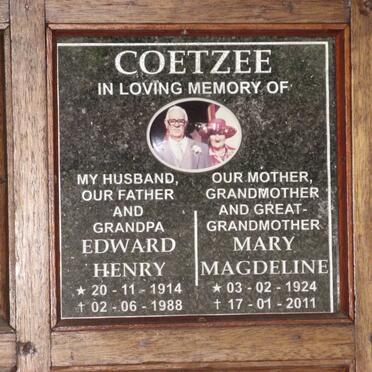 COETZEE Edward Henry 1914-1988 &amp; Mary Magdeline 1924-2011