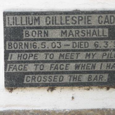 CADLE Lillium Gillespie nee MARSHALL 1903-1958
