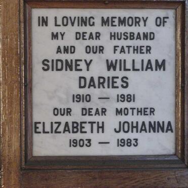 DARIES Sidney William 1910-1981 &amp; Elizabeth Johanna 1903-1983