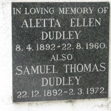 DUDLEY Samuel Thomas 1892-1972 &amp; Aletta Ellen 1892-1960