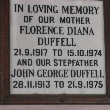 DUFFELL John George 1913-1975 &amp; Florence Diana 1917-1974